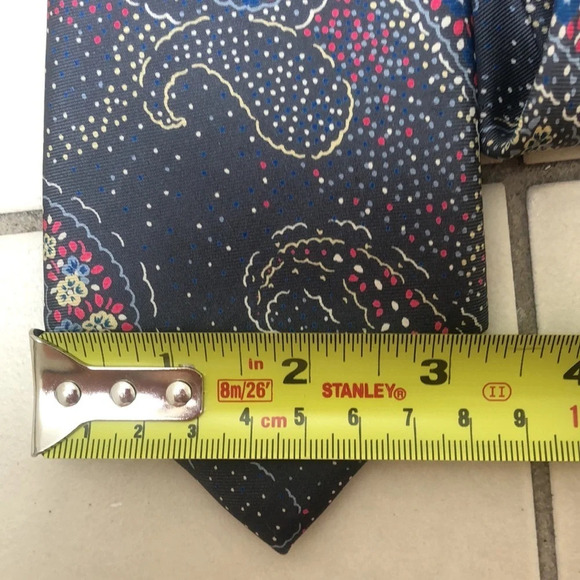 Chaps Ralph Lauren 100% silk paisley tie, grey blue  red yellow floral print - Picture 3 of 5